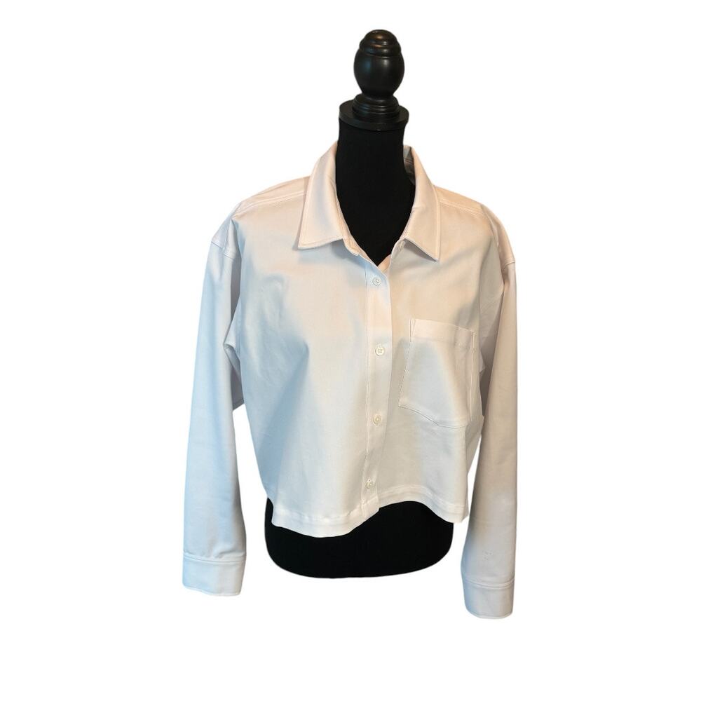 Good American White Cropped Shirt Size 4 (XL). White. - Picture 10 of 12